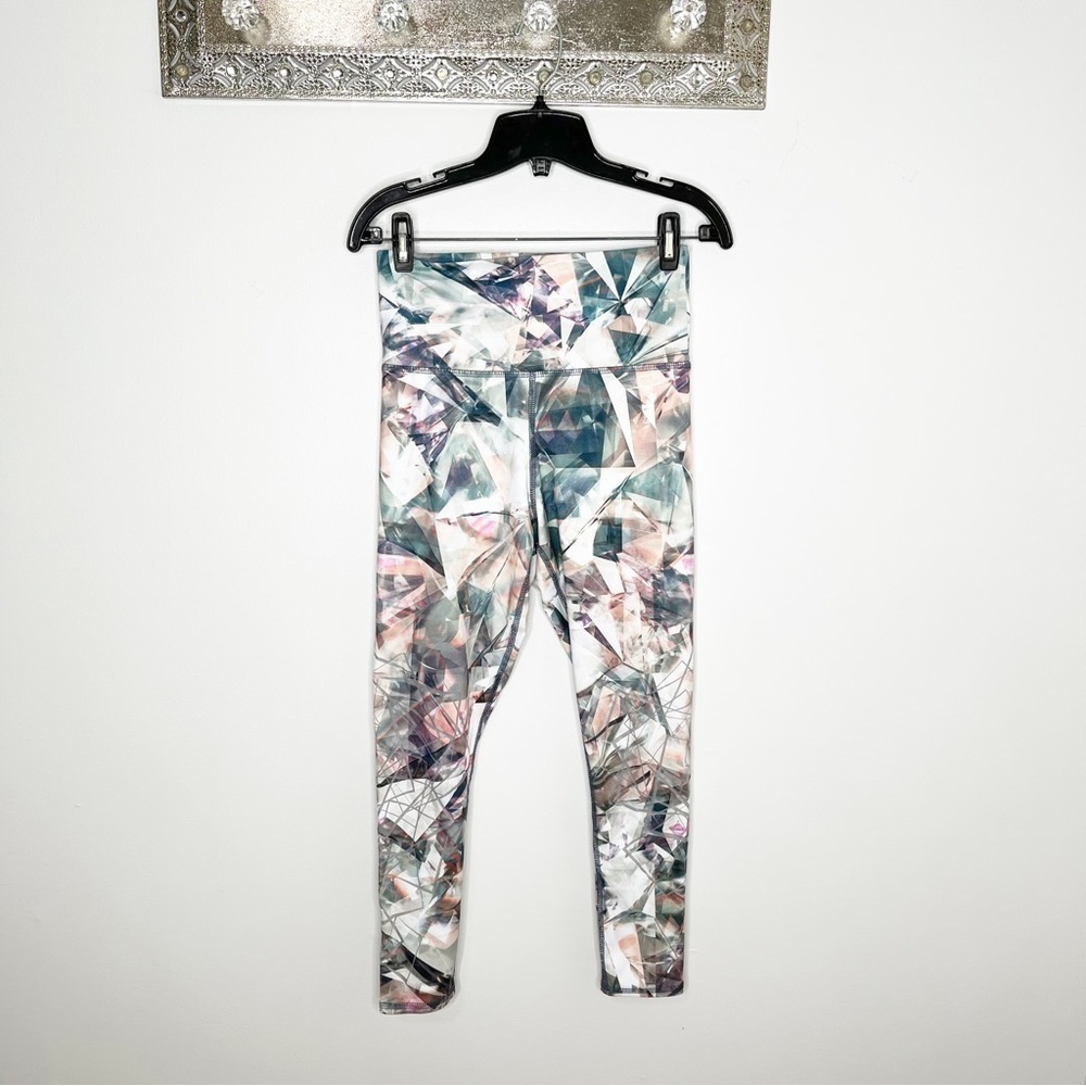 EVCR Green Geometric Pattern Yoga Workout Leggings Size Medium